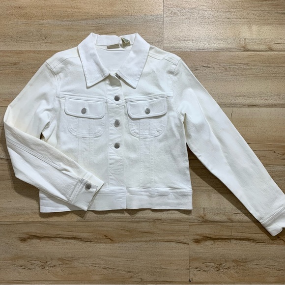 St. John's Bay Jackets & Blazers - St Johns Bay Denim Jacket white Size Médium cotton 96% spandex 4%
